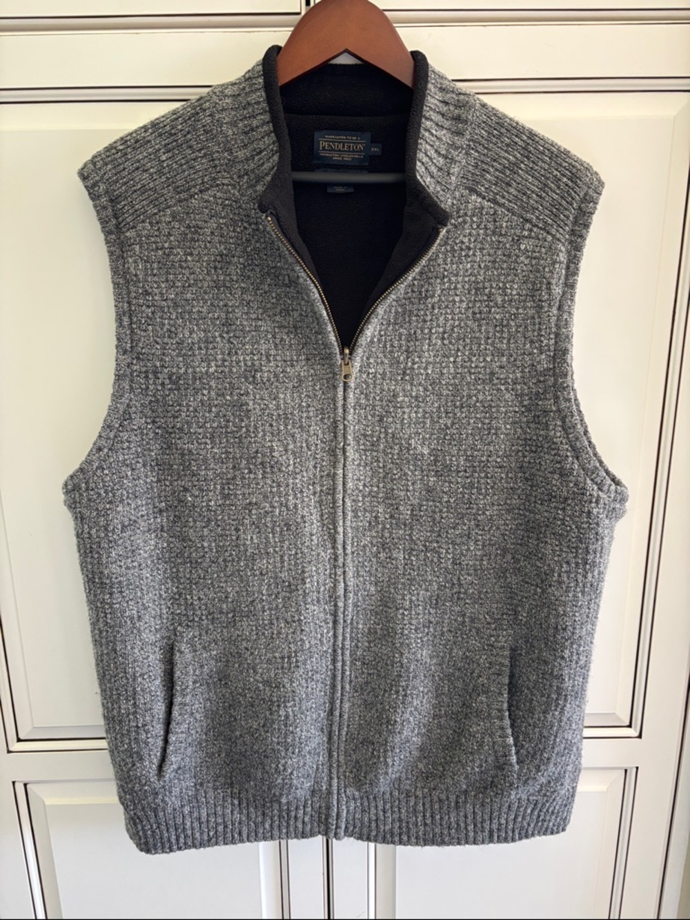 Pendleton Wool Knit Sweater Vest Fleece Lined Full Zip Washable Wool Men’s XXL